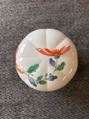 Vtg Arita Ware Imari-Style Palette Porcelain Trinket Melon Shaped Box #0410267
